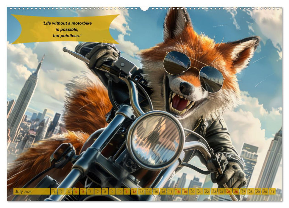 Funny animals as motorbike riders (CALVENDO Premium-Calendar 2026)