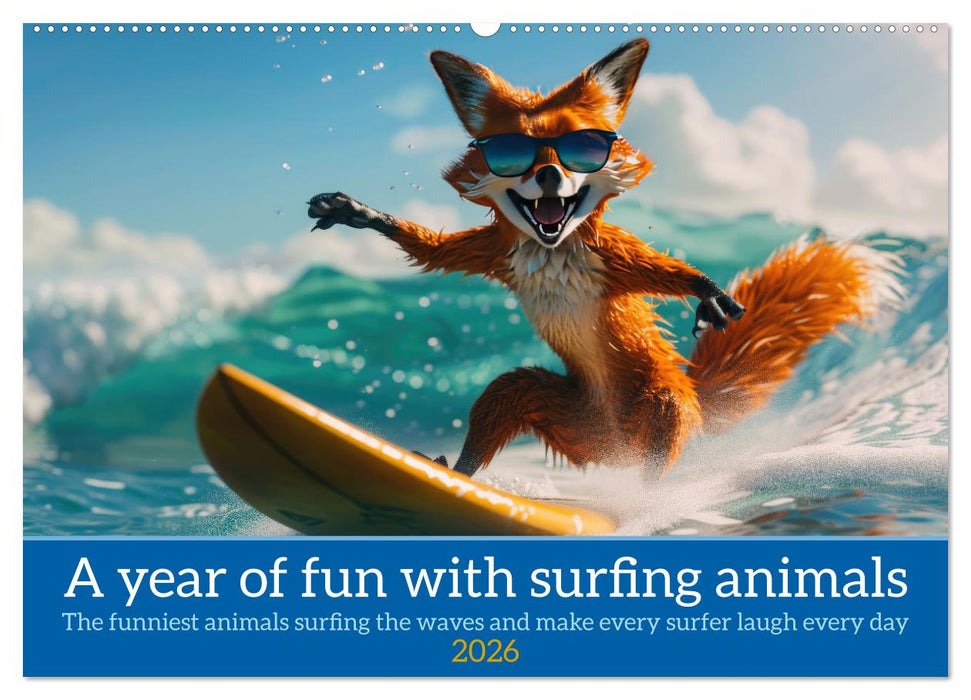 A year of fun with surfing animals (CALVENDO Monthly Calendar 2026)