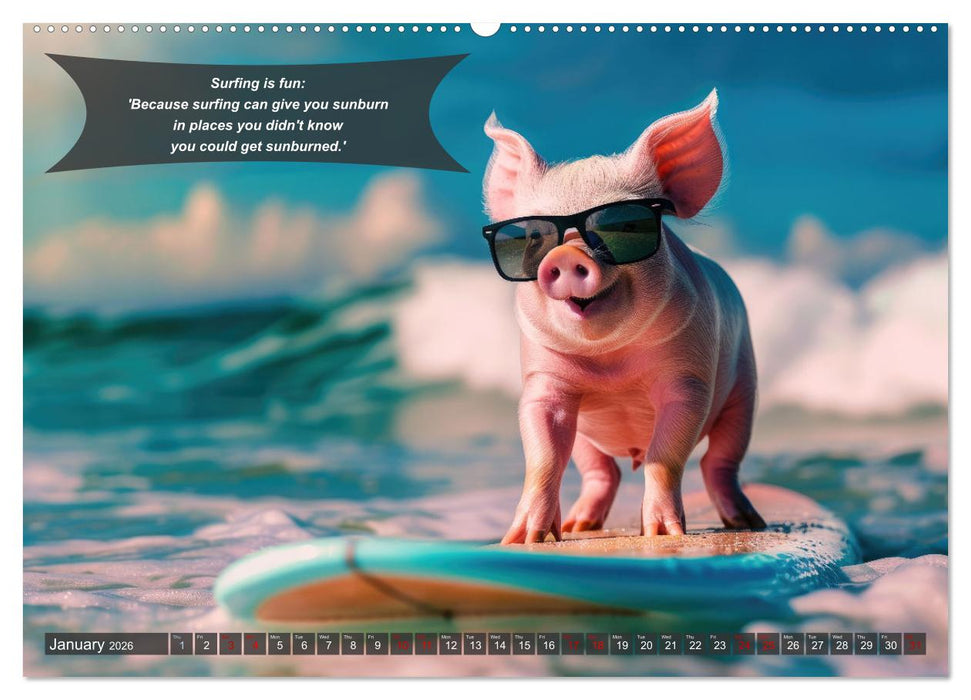 A year of fun with surfing animals (CALVENDO Monthly Calendar 2026)