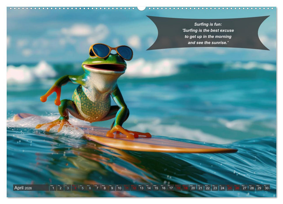 A year of fun with surfing animals (CALVENDO Monthly Calendar 2026)