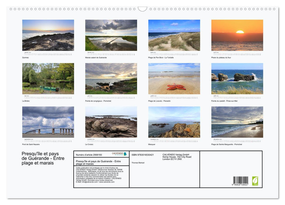 Presqu'île et pays de Guérande - Entre plage et marais (CALVENDO Calendrier mensuel 2026)