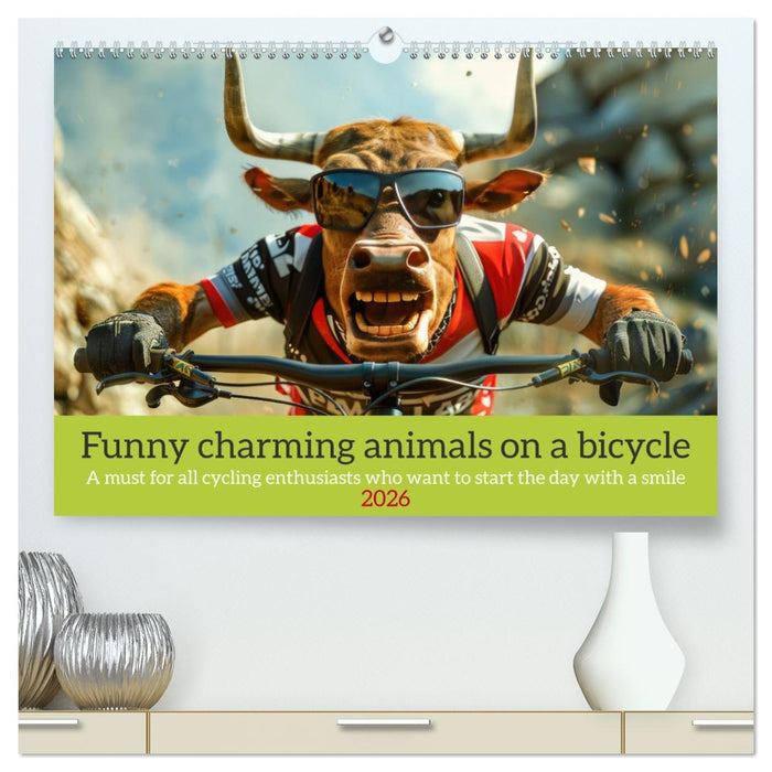 Funny charming animals on a bicycle (CALVENDO Premium-Calendar 2026)