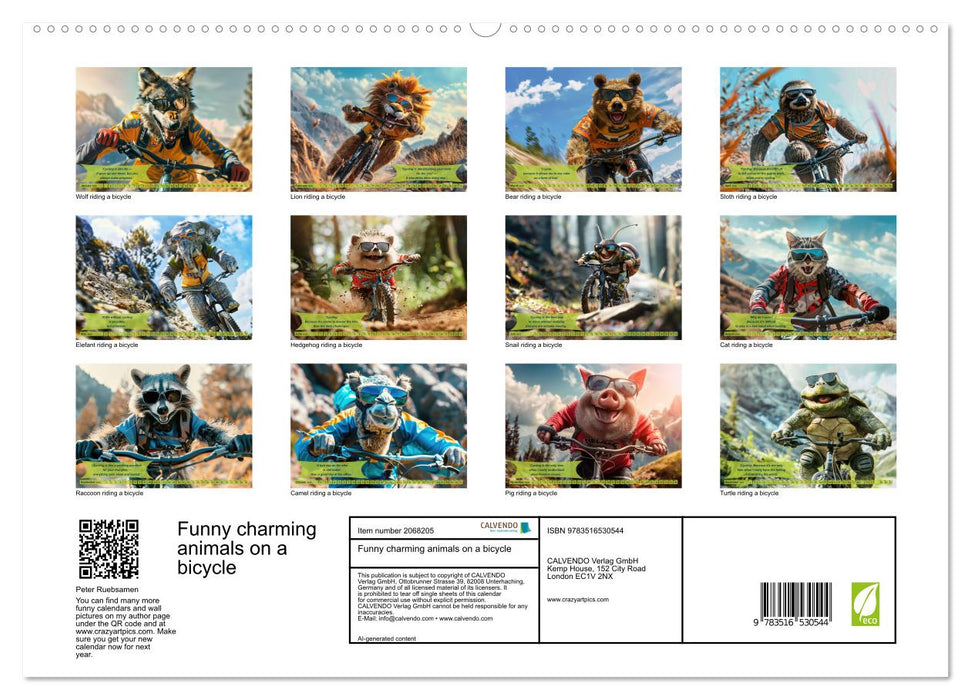Funny charming animals on a bicycle (CALVENDO Premium-Calendar 2026)