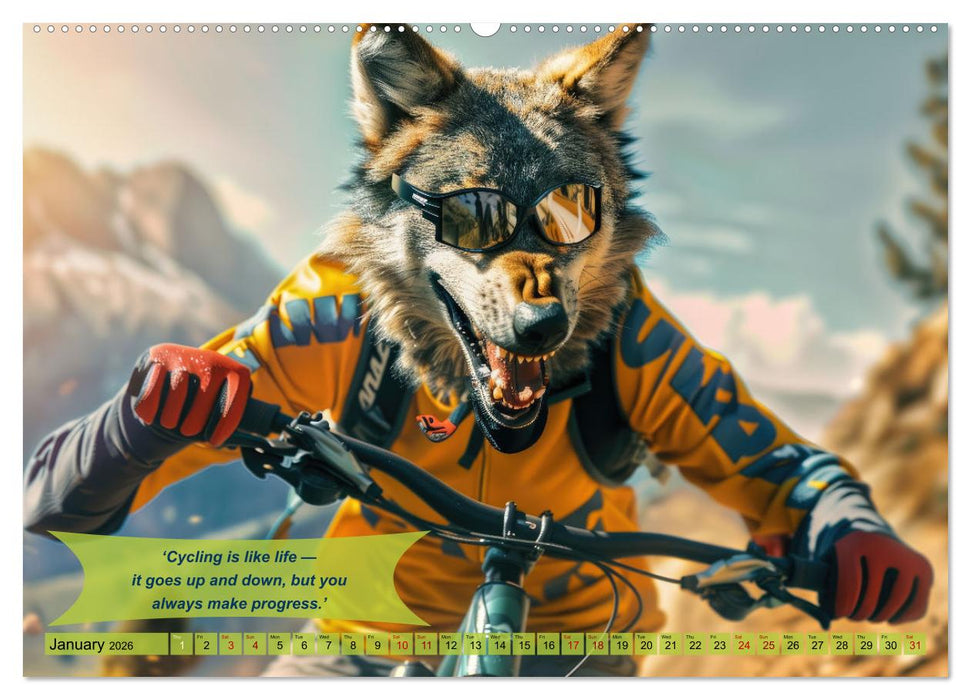 Funny charming animals on a bicycle (CALVENDO Premium-Calendar 2026)