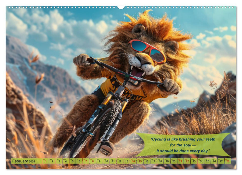 Funny charming animals on a bicycle (CALVENDO Premium-Calendar 2026)