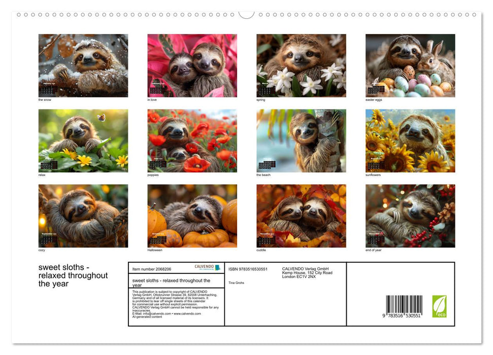 sweet sloths - relaxed throughout the year (CALVENDO Premium-Calendar 2026)