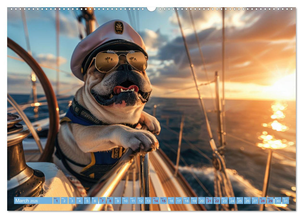 Funny animals as a captain on a boat (CALVENDO Premium-Calendar 2026)