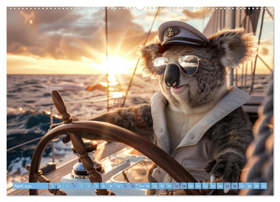 Funny animals as a captain on a boat (CALVENDO Premium-Calendar 2026)