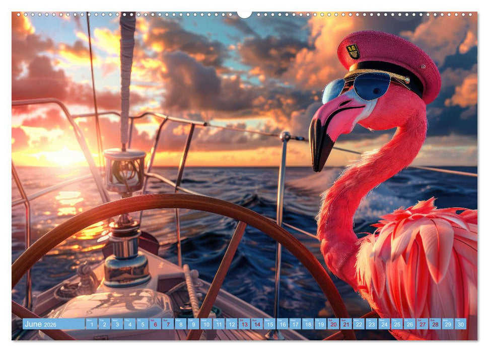 Funny animals as a captain on a boat (CALVENDO Premium-Calendar 2026)