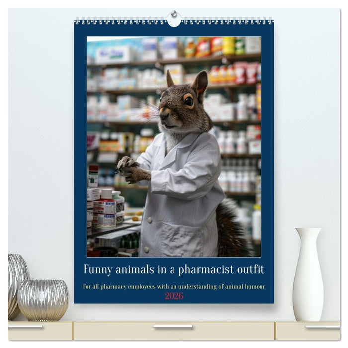 Funny animals in a pharmacist outfit (CALVENDO Premium-Calendar 2026)
