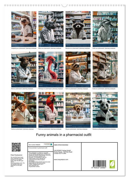 Funny animals in a pharmacist outfit (CALVENDO Premium-Calendar 2026)