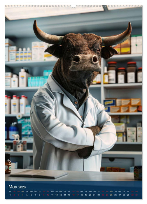 Funny animals in a pharmacist outfit (CALVENDO Premium-Calendar 2026)