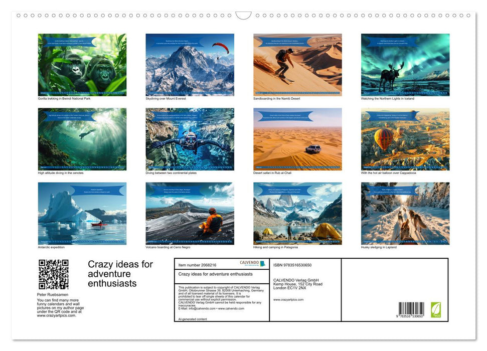 Crazy ideas for adventure enthusiasts (CALVENDO Monthly Calendar 2026)