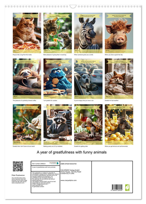 A year of greatfullness with funny animals (CALVENDO Monthly Calendar 2026)