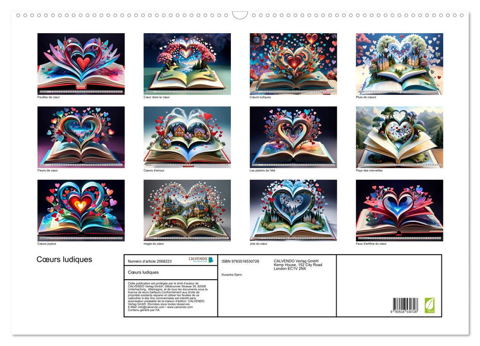 Cœurs ludiques (CALVENDO Calendrier mensuel 2026)