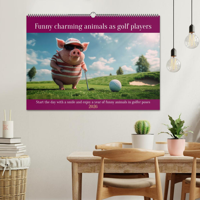 Funny charming animals as golf players (CALVENDO Monthly Calendar 2026)