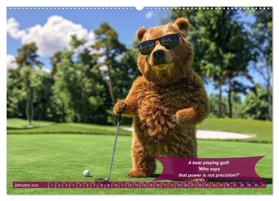 Funny charming animals as golf players (CALVENDO Monthly Calendar 2026)