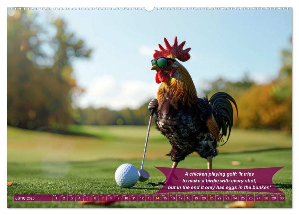 Funny charming animals as golf players (CALVENDO Monthly Calendar 2026)