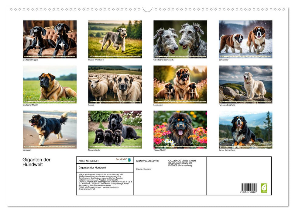 Giganten der Hundwelt (CALVENDO Wandkalender 2026)