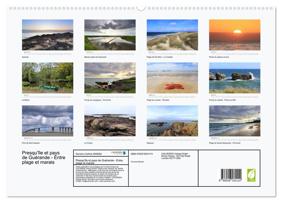 Presqu'île et pays de Guérande - Entre plage et marais (CALVENDO Calendrier supérieur 2026)