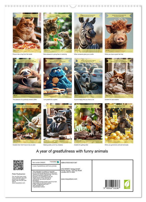 A year of greatfullness with funny animals (CALVENDO Premium-Calendar 2026)