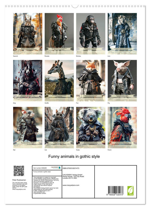 Funny animals in gothic style (CALVENDO Premium-Calendar 2026)