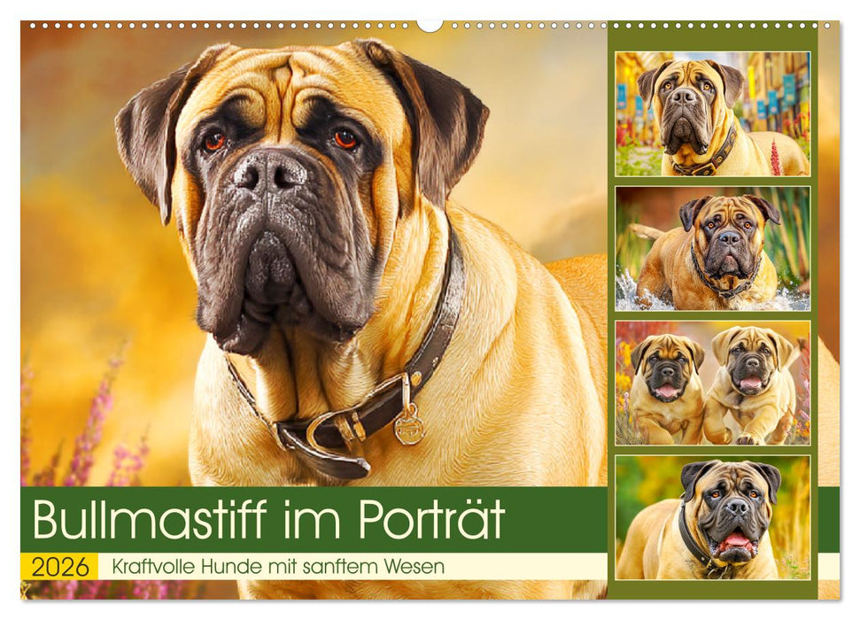 Bullmastiff im Porträt. Kraftvolle Hunde mit sanftem Wesen (CALVENDO Wandkalender 2026)