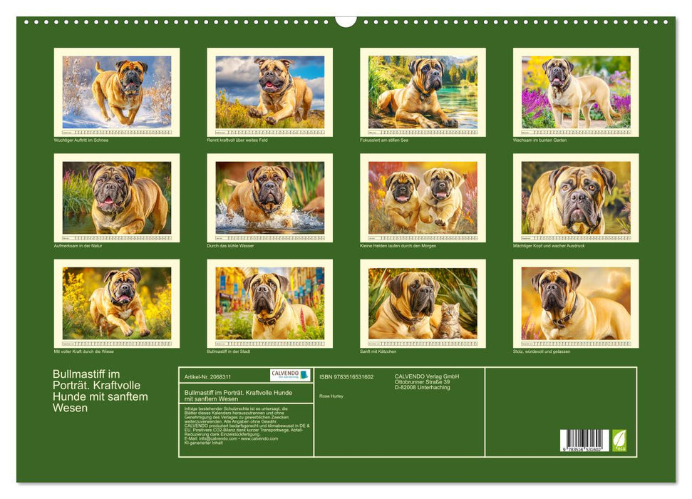 Bullmastiff im Porträt. Kraftvolle Hunde mit sanftem Wesen (CALVENDO Wandkalender 2026)