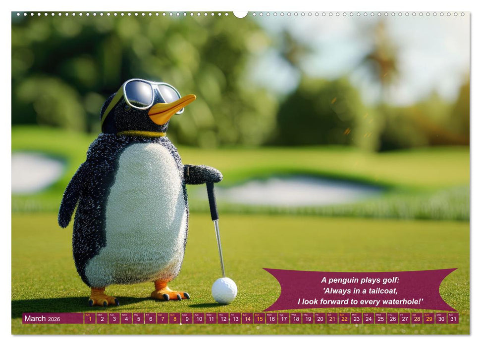 Funny charming animals as golf players (CALVENDO Premium-Calendar 2026)
