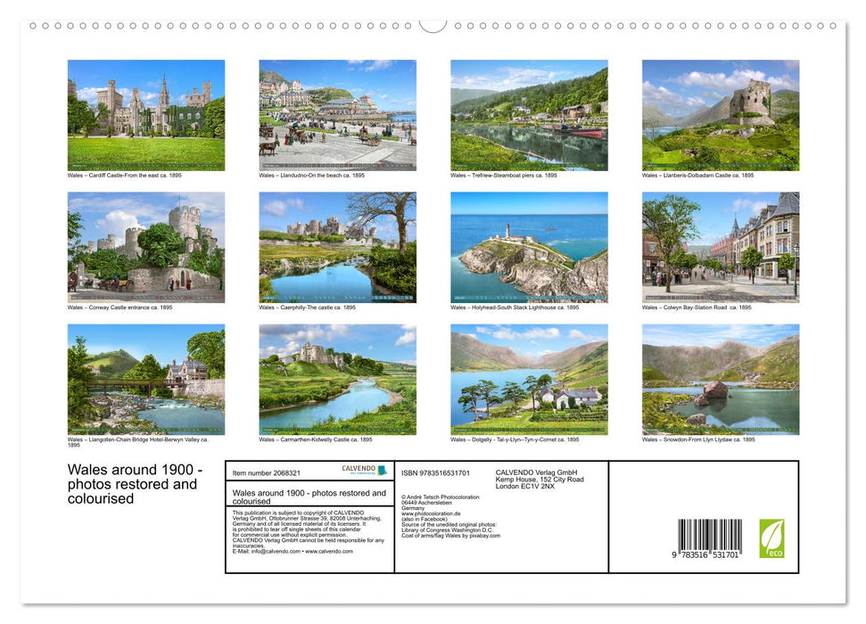 Wales around 1900 - photos restored and colourised (CALVENDO Premium-Calendar 2026)