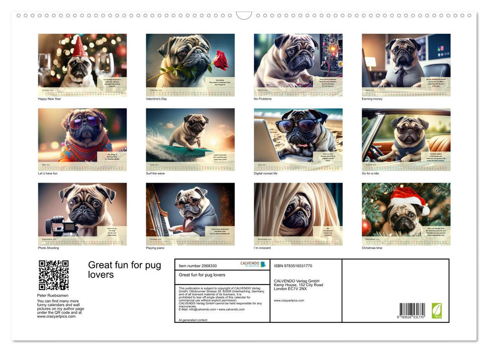 Great fun for pug lovers (CALVENDO Monthly Calendar 2026)