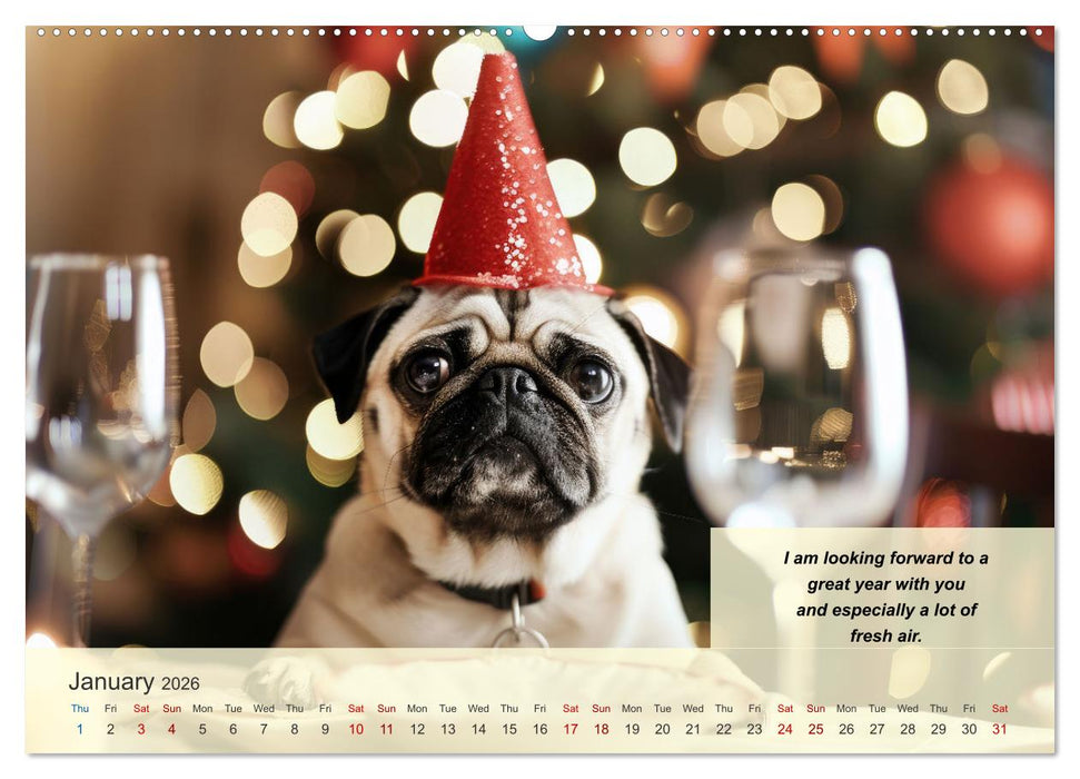Great fun for pug lovers (CALVENDO Monthly Calendar 2026)