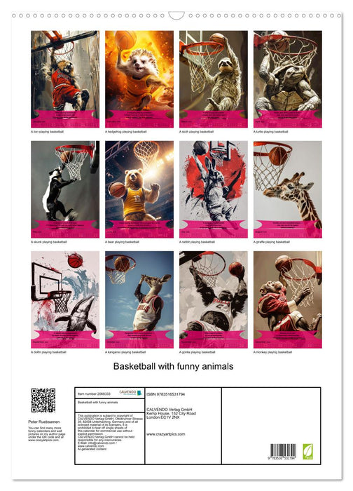 Basketball with funny animals (CALVENDO Monthly Calendar 2026)
