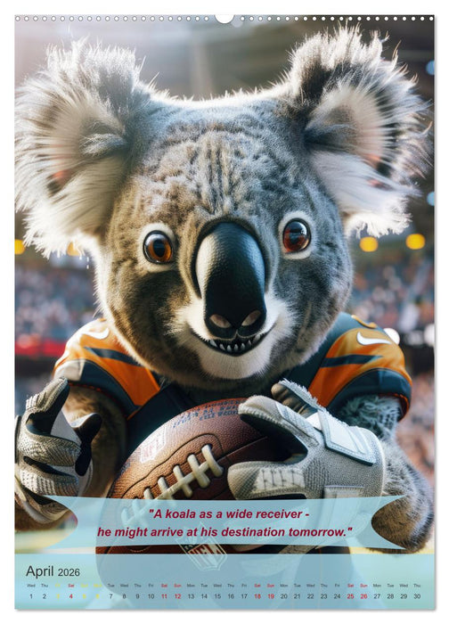 American football with funny animals (CALVENDO Monthly Calendar 2026)
