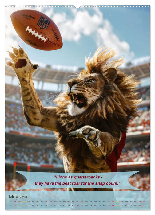 American football with funny animals (CALVENDO Monthly Calendar 2026)