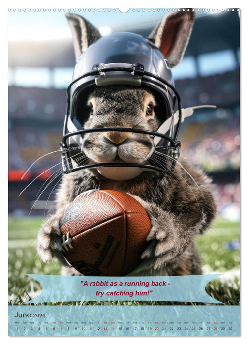 American football with funny animals (CALVENDO Monthly Calendar 2026)