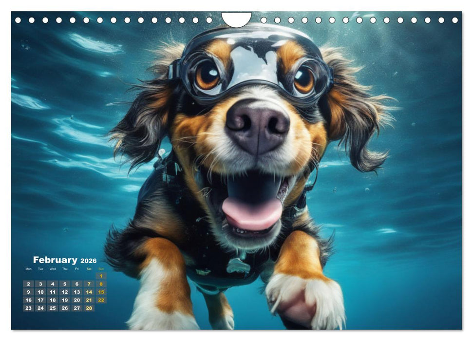 Dogs: intrepid swimmers (CALVENDO Monthly Calendar 2026)