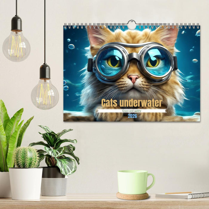 Cats underwater (CALVENDO Monthly Calendar 2026)