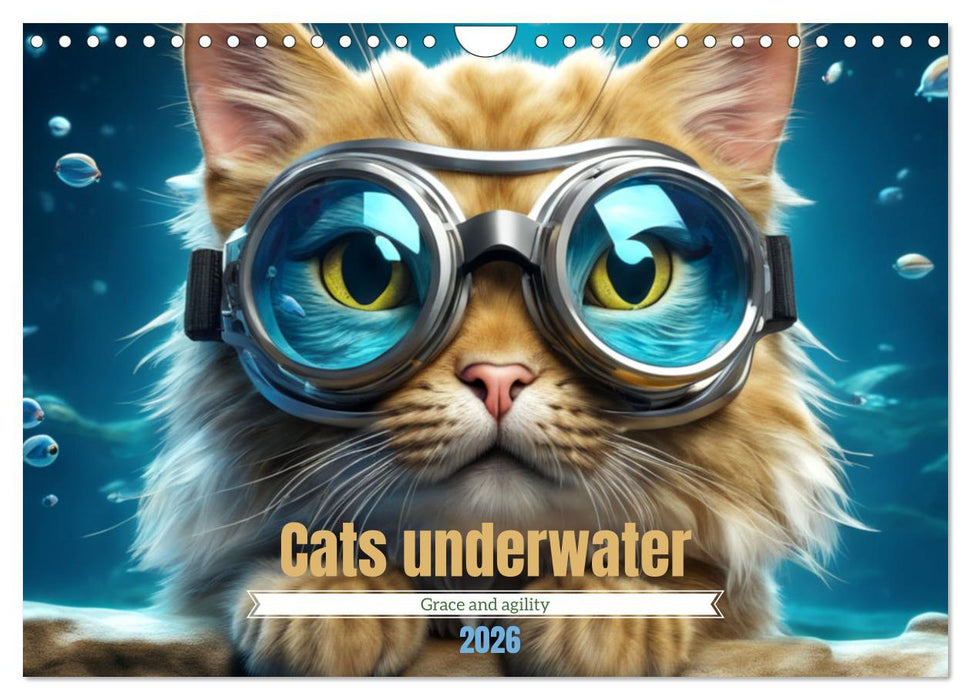 Cats underwater (CALVENDO Monthly Calendar 2026)