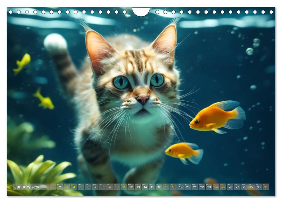 Cats underwater (CALVENDO Monthly Calendar 2026)