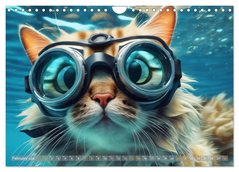 Cats underwater (CALVENDO Monthly Calendar 2026)