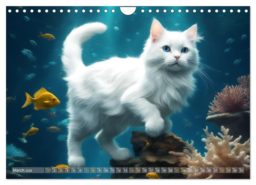 Cats underwater (CALVENDO Monthly Calendar 2026)