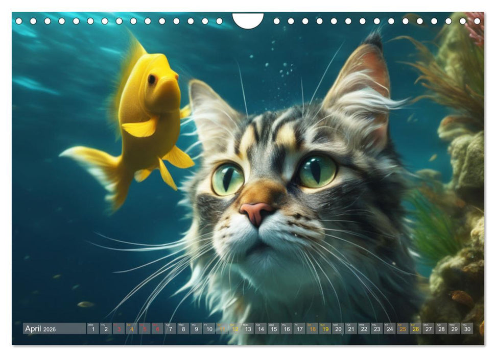 Cats underwater (CALVENDO Monthly Calendar 2026)