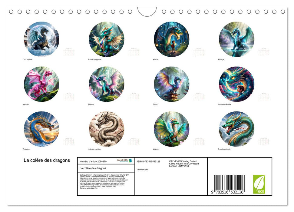 La colère des dragons (CALVENDO Calendrier mensuel 2026)