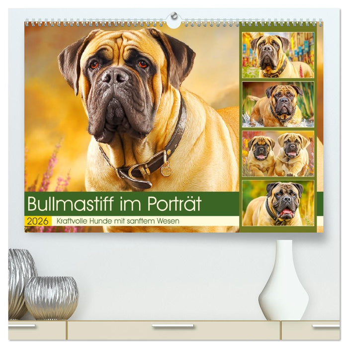 Bullmastiff im Porträt. Kraftvolle Hunde mit sanftem Wesen (CALVENDO Premium Wandkalender 2026)