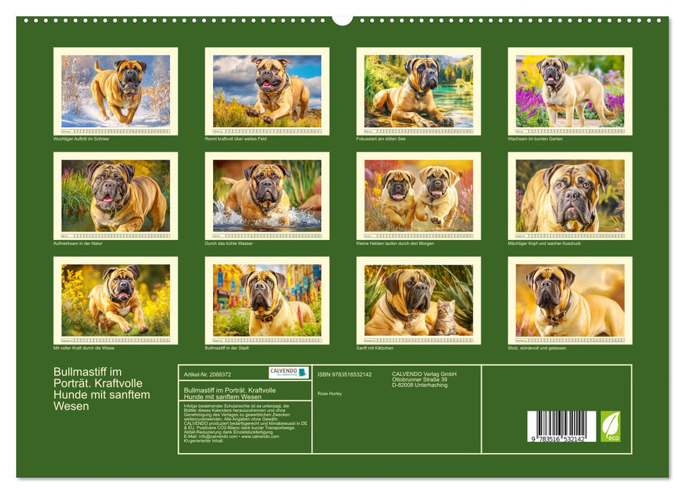 Bullmastiff im Porträt. Kraftvolle Hunde mit sanftem Wesen (CALVENDO Premium Wandkalender 2026)