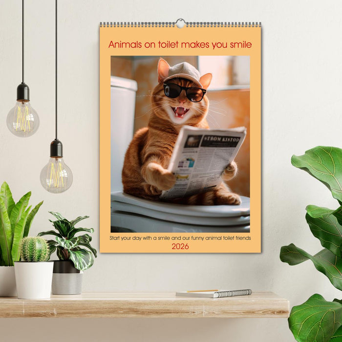 Animals on toilet makes you smile (CALVENDO Monthly Calendar 2026)