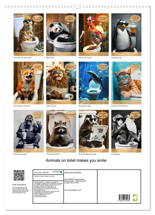 Animals on toilet makes you smile (CALVENDO Monthly Calendar 2026)