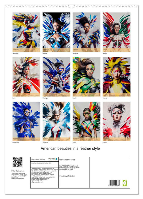 American beauties in a feather style (CALVENDO Monthly Calendar 2026)