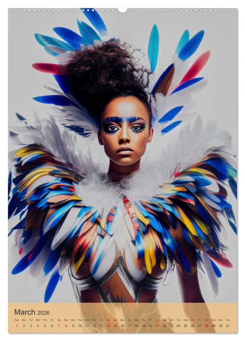 American beauties in a feather style (CALVENDO Monthly Calendar 2026)
